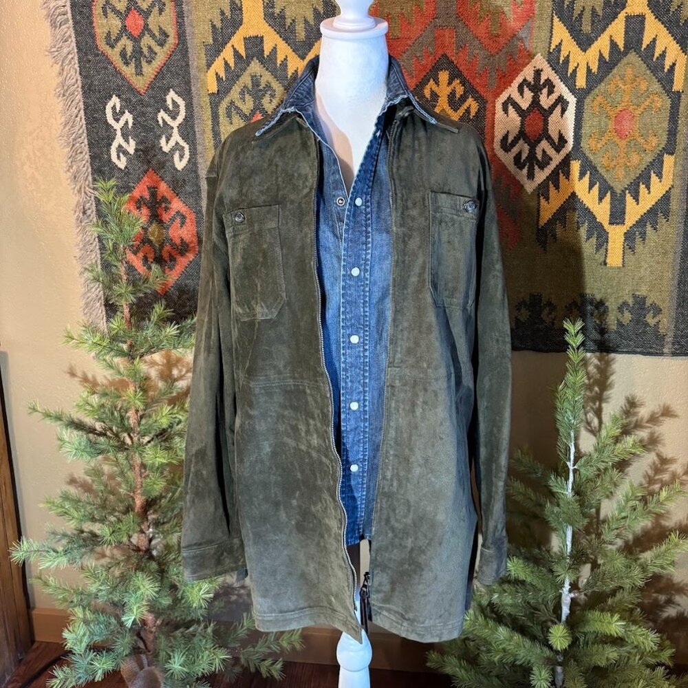 Ralph Lauren Olive Green Suede Long Jacket
